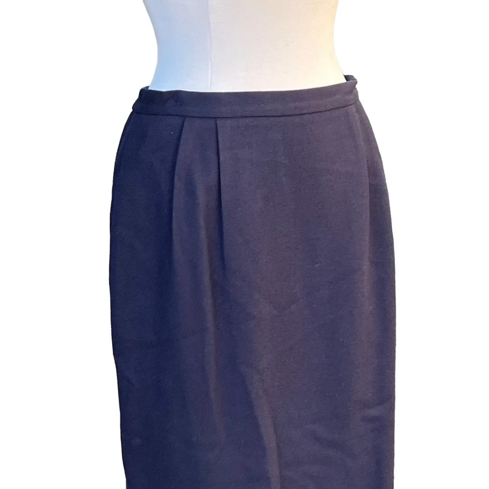 Vintage‎ Fully Lined Wool Womens Navy Blue Pencil Skirt POCKETS! Size 12